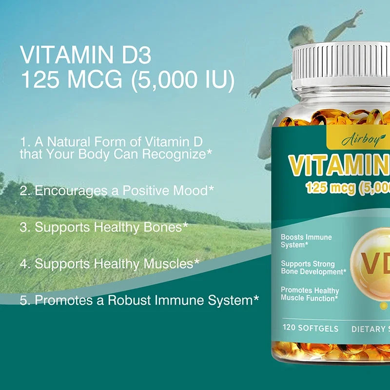 Vitamin D3 - Promotes Strong Bones and Teeth, Immunity, Healthy Muscle Function