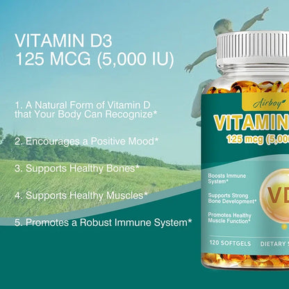 Vitamin D3 - Promotes Strong Bones and Teeth, Immunity, Healthy Muscle Function