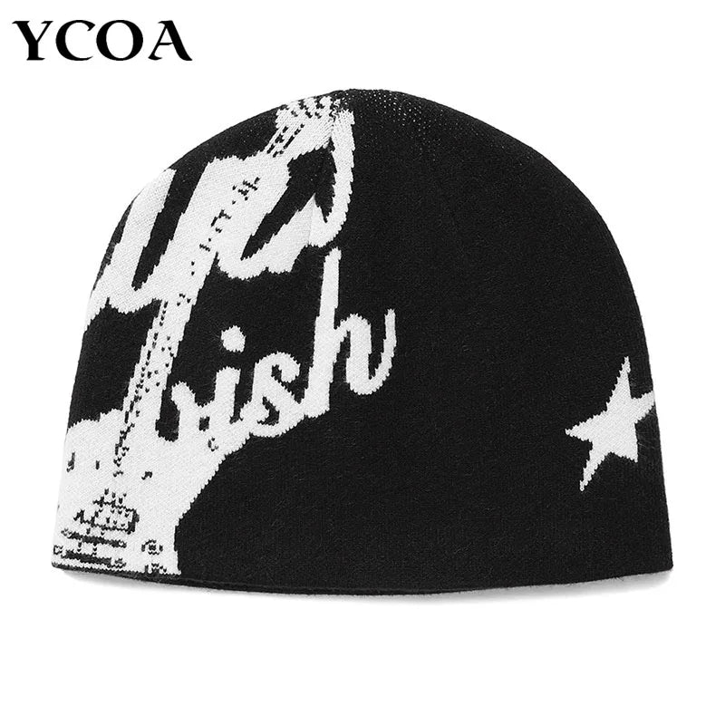 Women's Beanie Korean Wnter Knit Hip Hop Vintage Gothic Kpop Y2k Hats Streetwear Wool Caps Fashion Aesthetic Unisex Accessories