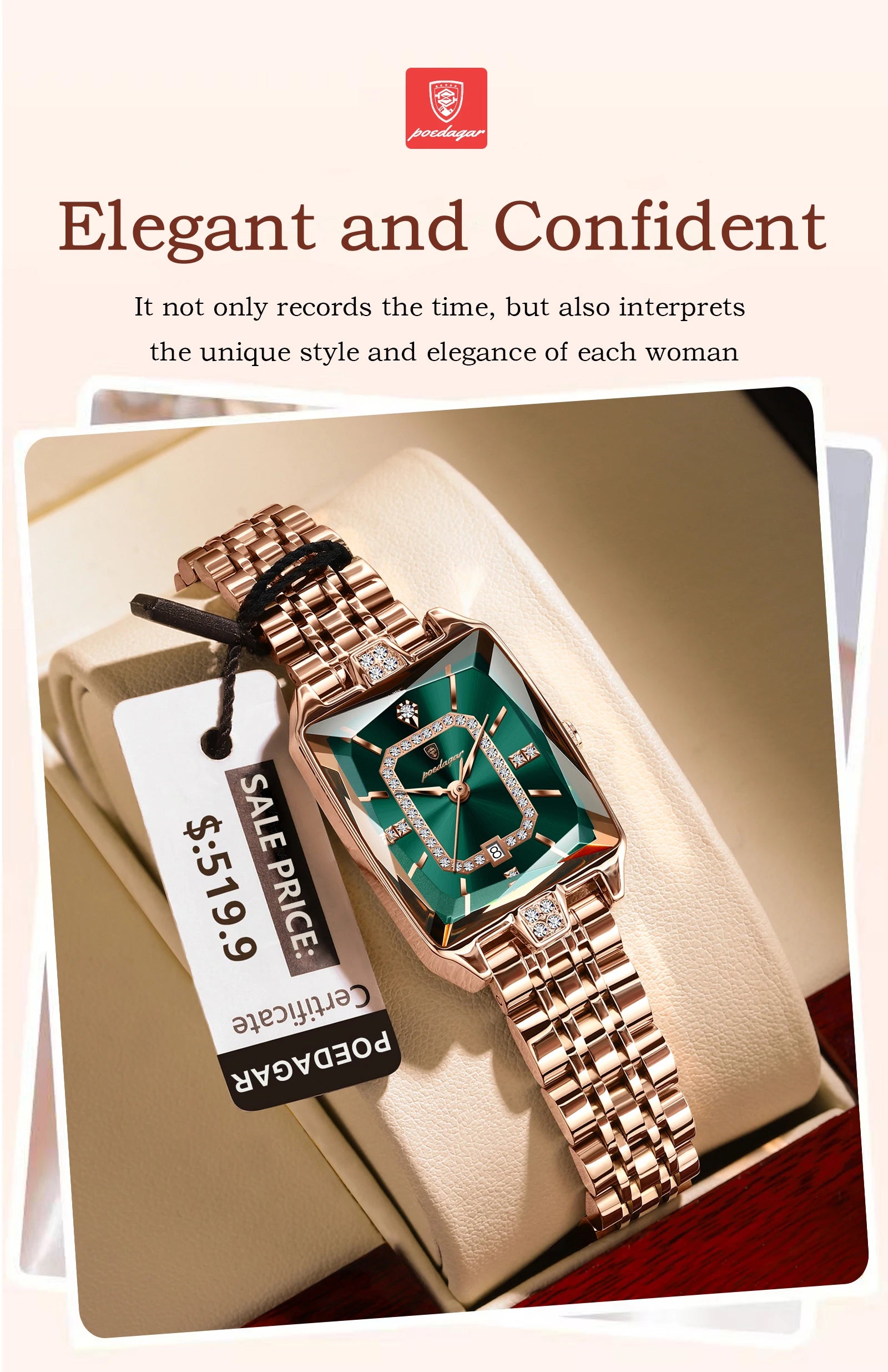 POEDAGAR Luxury Watch For Woman Waterproof Calendar High Quality Ladies Watch Stainless Steel Quartz Women's Watches Elegant+Box
