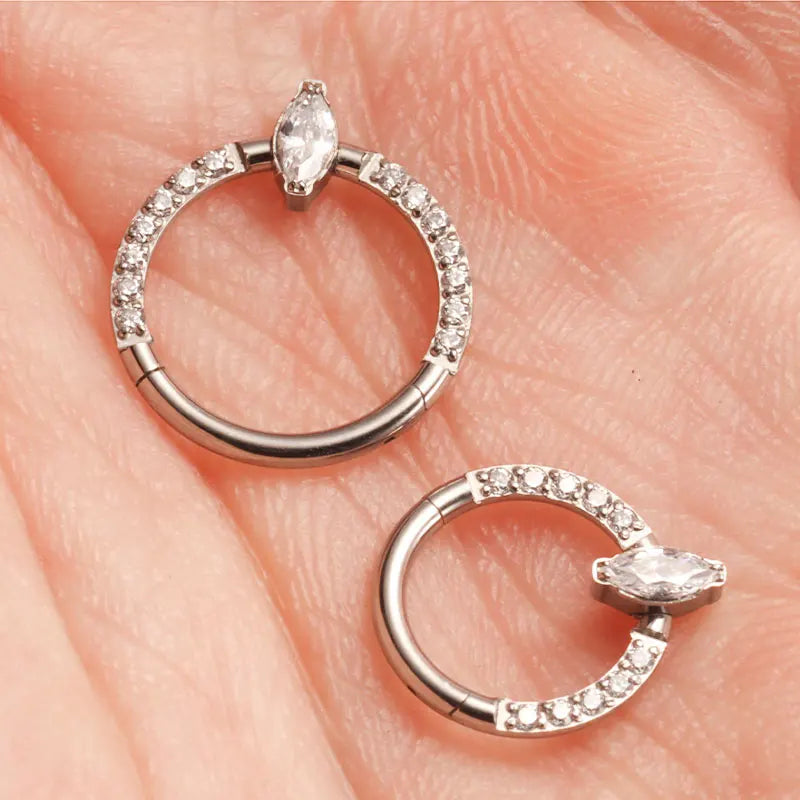 ASTM F136 Titanium Nose Rings Septum Piercing 16G Marquise Earring Helix Daith Piercing Punk Implant Grade Titanium Body Jewelry Badiee Stylez