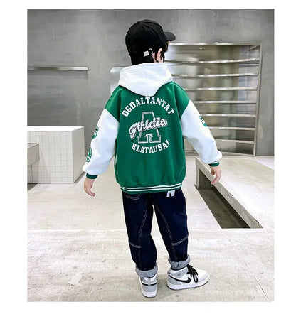 Fashion Spring Autumn Long Sleeve Outwear Teenager Kids Letter Printed Coat Sport Children Clothing 3 8 10 12 Years Old
