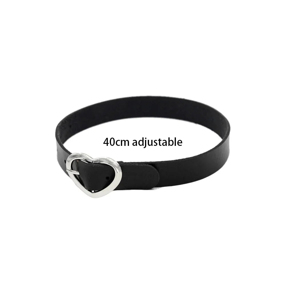 Sexy Trendy Vintage Charm Round Gothic Collar Necklaces Jewelry Gift Gothic Leather Heart Harajuku Women Punk Choker Necklace pgxlc06bkH 40cm adjustable