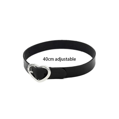 Sexy Trendy Vintage Charm Round Gothic Collar Necklaces Jewelry Gift Gothic Leather Heart Harajuku Women Punk Choker Necklace pgxlc06bkH 40cm adjustable