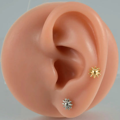 ASTM F136 Solid Titanium Internally Threaded Cross Cz Cartilage Earrings Stud Helix Tragus Lobe Piercing Labret Lip Ring Jewelry