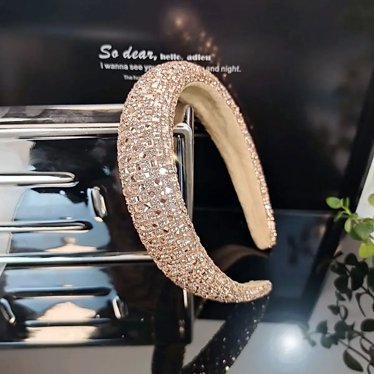 Colorful Baroque Head Hoop Luxury Women Full Crystal Rhinestones Sponge Padded Headband for Lady Girls Diamond Wide Headband Gold