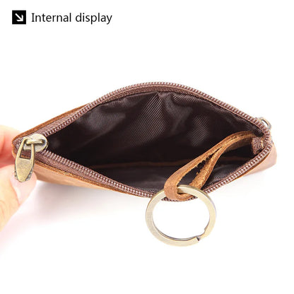 New Cow Leather Men's And Women's Change Vintage Coin Bag Headphone Purse Storage Mini Bag For Man And Woman