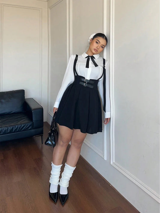 Plus Size Women's High Waisted Solid Colour Peplum Casual Suspender Skirt Elegant Casual Pure Colour Y2K Skirt