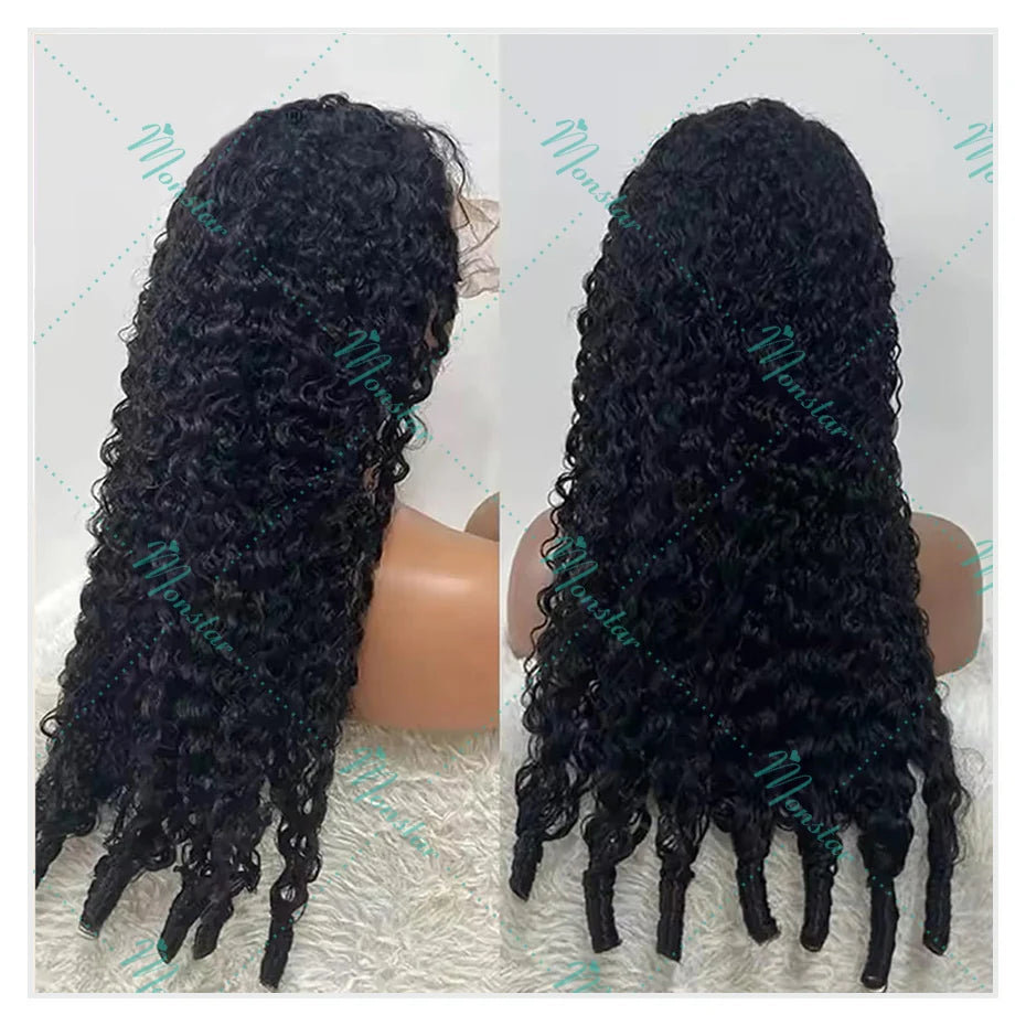 300% Density Burmese Curly Human Hair Wigs 13x4 13x6 HD Full Lace Frontal Wig 100% Human Hair Wigs with Spiral End Natural Black Badiee Stylez