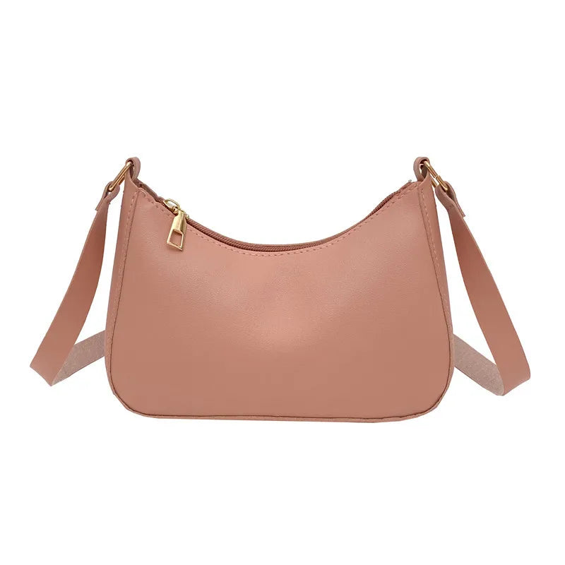 Mini Fashion Female Underarm Shopping Bag Retro Casual Women Totes Shoulder Bags Female Leather Solid Color Handbag for Women pink1 (20cm<Max Length<30cm) CN