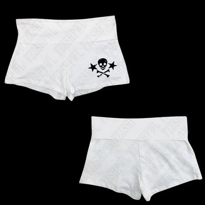 Y2k Shorts Skull Print Streetwear Gothic Graphic Camis Summer Vintage Hip Hop Sleeveless EGirl Dark Punk Sexy Harajuku Crop Top Bai 2