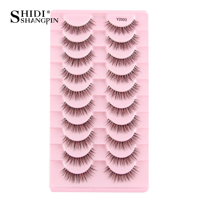 SHIDISHANGPIN 5/10Pairs False Lashes Cat Eye Eyelashes Eyelash Extension 3D Mink Half Lashes Natural Makeup faux Cils maquiagem 10 Pairs Y2003