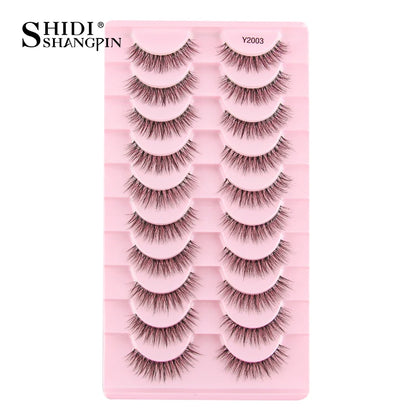 SHIDISHANGPIN 5/10Pairs False Lashes Cat Eye Eyelashes Eyelash Extension 3D Mink Half Lashes Natural Makeup faux Cils maquiagem 10 Pairs Y2003