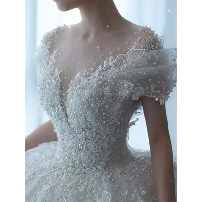 Real photos Wedding dress 2025 new arrival real beads long tail Badiee Stylez