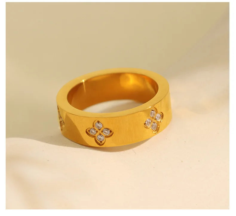 Keen-on Rings Stainless Steel Jewelry Woman Waterproof Water Drill Engagement Classic Retro Trends 2025 Products PVD Plating