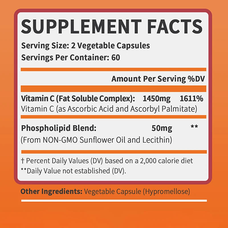 Liposomal Vitamin C - High Absorption VIT C, Immune System & Collagen Booster, Antioxidant
