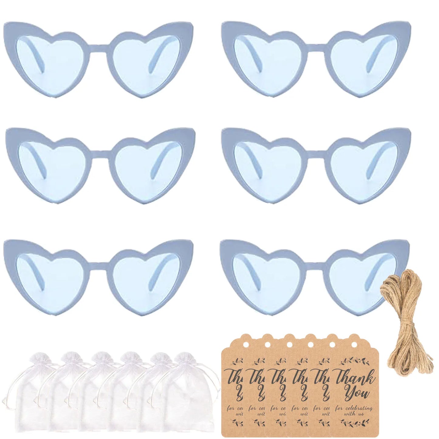 12-60Pcs Wedding Bridal Heart Shaped Sunglasses Party Favors Gift for Guests Bachelorette Hen Party Glasses Bridal Shower Decor Heart Blue Card 1 CHINA