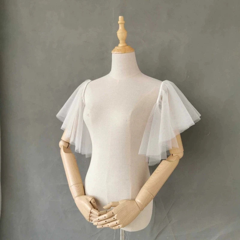 Bridal Sleeves Detachable Pleated for Women Wedding Dress Party Dress Accessories White Black off white