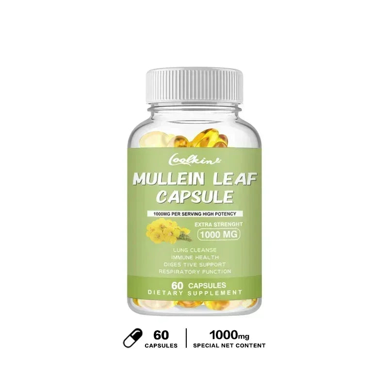 Mullein Leaf - Clear Lungs and Detoxify, Breathe Healthily, Relieve Headaches Supplement 60 Capsules
