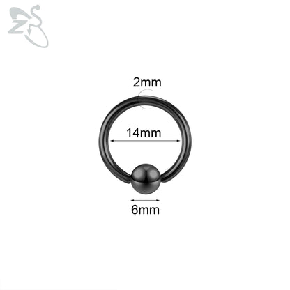 ZS 1 Piece 2/4/6/8G Black Color Stainelss Steel Horseshoe Nose Ring Men Punk Large Gauge Piercings Ear Expander Septum Piercing Style 14
