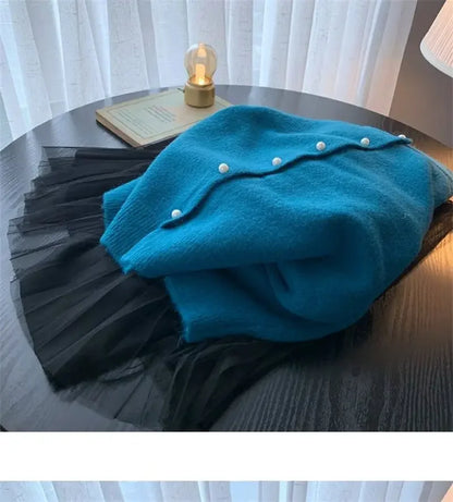 Solid Cardigan Sweater Fall Women Clothing Korean Fashion O-neck Long Sleeve Top Single Breasted Sweet Knitted Mujer Outerwear