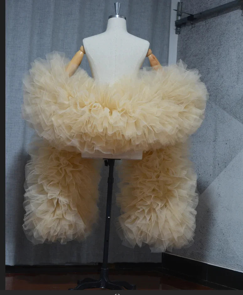 Fashion Stage ball party Club fluffy Ruffle edge tulle boas shawl cape wraps tippet cappa opera cape wedding accessory Badiee Stylez