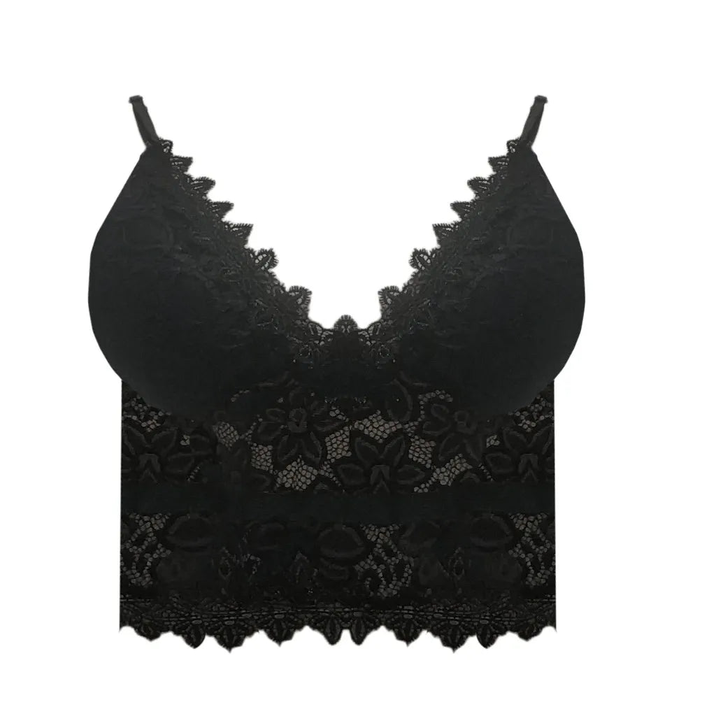 Sexy Lace Hollowing Mesh See Through Slim Backless Halter Crop Top Spaghetti Strap Sheer Embroidery Camisole Vest Corset