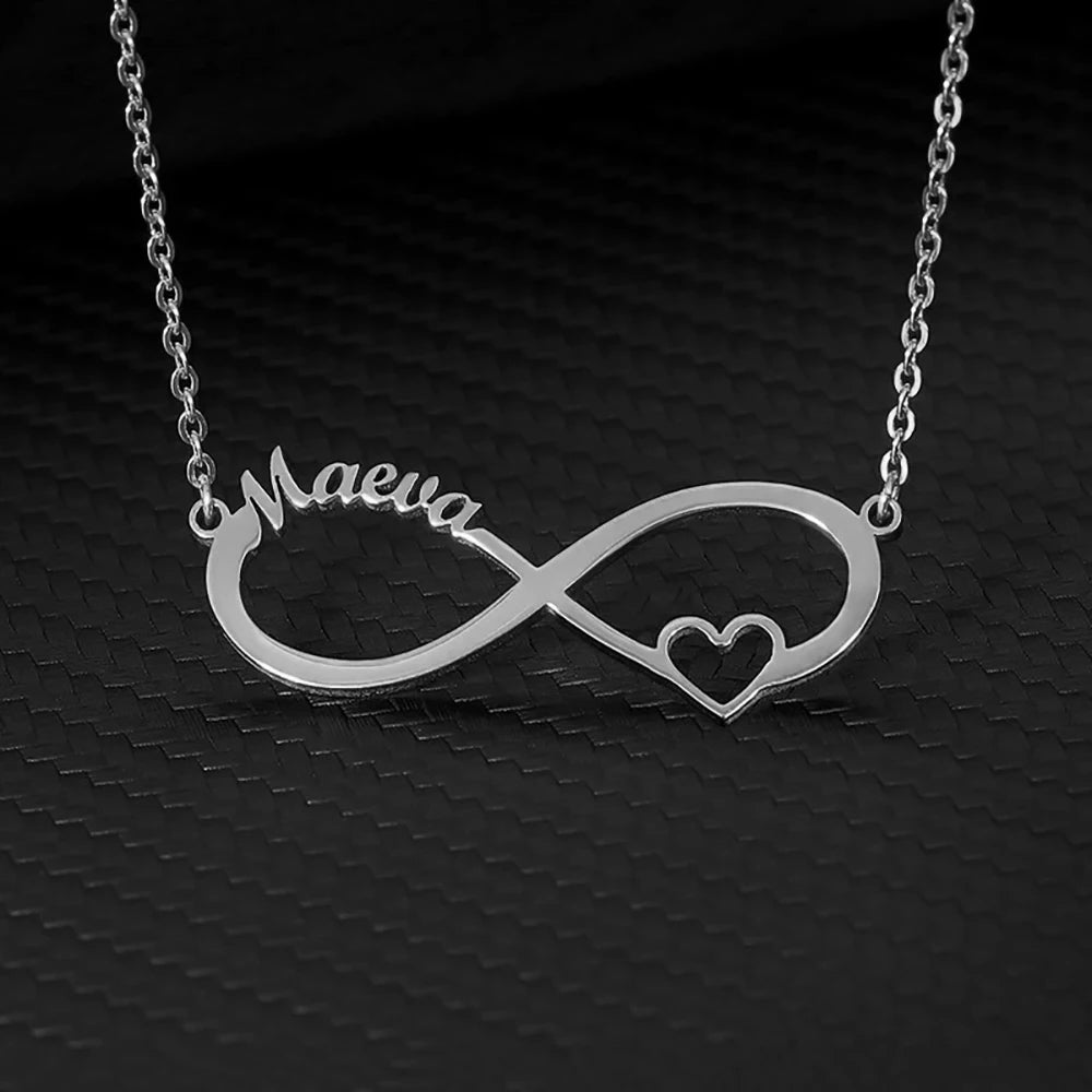 Custom Double Heart Two Names Infinity Necklaces For Women Stainless Steel Customized Necklace Pendant Personalized Jewelry Gift Badiee Stylez