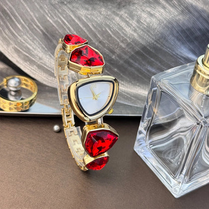 Women's irregular shape large sparkling special-shaped rhinestone simple sun pattern dial Fashion trend avant-garde quarts watch