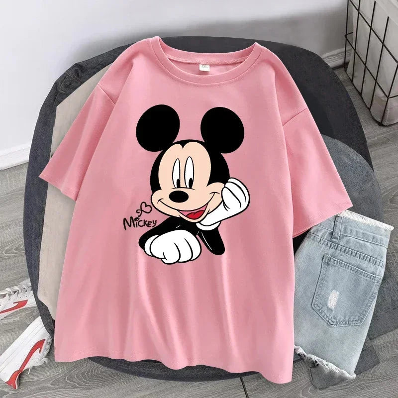 Women's T-shirt Cartoon Streetwear Mickey Mouse Women Tee Korean Loose Short Sleeve T Shirt Summer Y2k Clothes Tops Badiee Stylez
