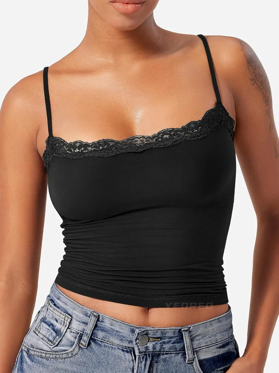 2025 Women Lace Tanks Top Spaghetti Strap Lace Square Neck Sleeveless Match Pants Soft Pullover Summer Camisole Women Clothes