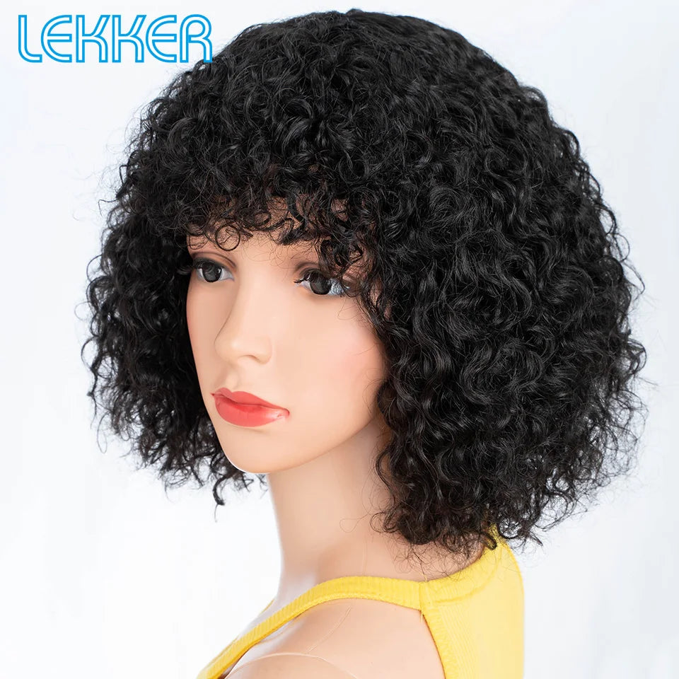 Lekker Colored Short Pixie Afro Kinky Curly Bob 100% Human Hair Wigs For Women Brazilian Remy Hair Ombre Brown Clearance Ginger Badiee Stylez