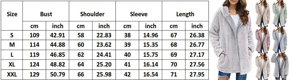 Autumn Winter Women Long Teddy Jacket Warm Thick Fleece Coat Turn Down Collar Plush Coat Woman Casual Long Sleeve Winter Clothes
