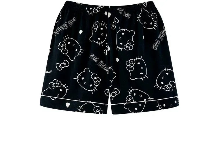 2Pcs/Set Hello Kitty Pajamas Anime Student Loungewear Kawaii Cute Girls Home Wear Shirt Shorts Set