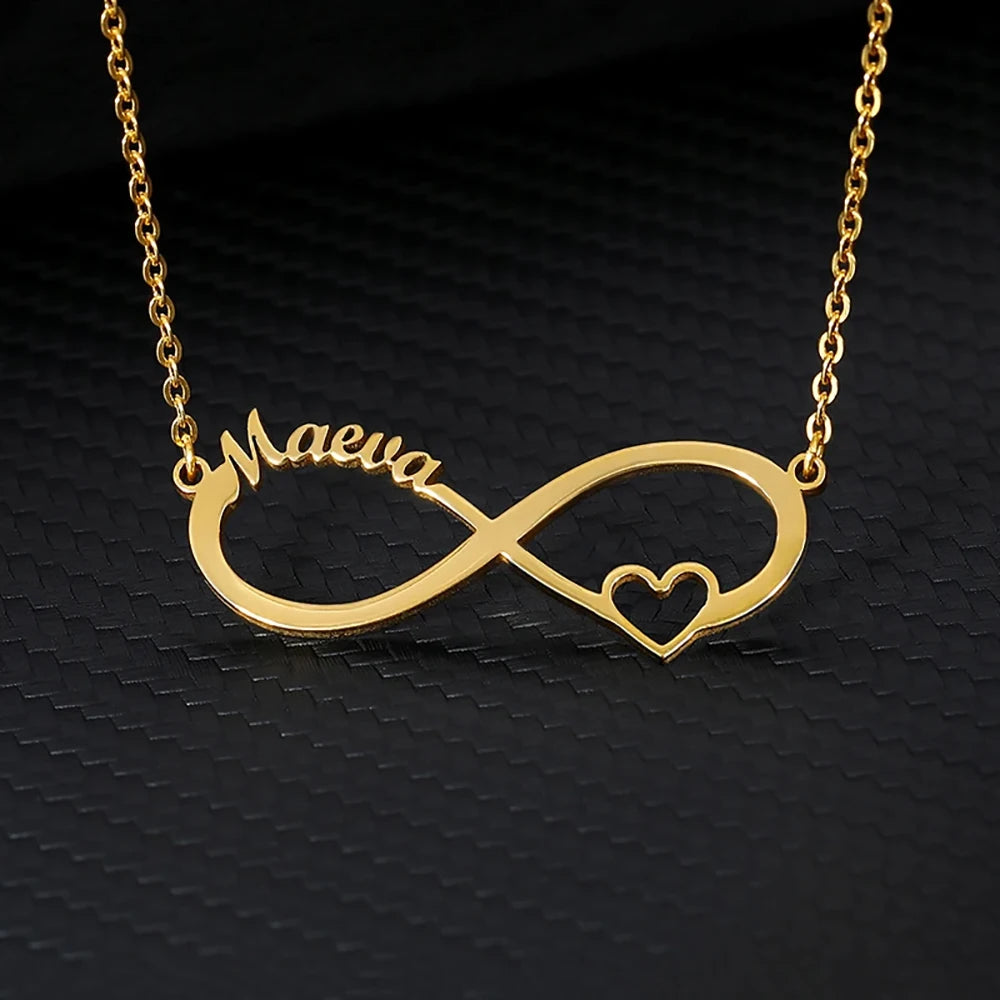Custom Double Heart Two Names Infinity Necklaces For Women Stainless Steel Customized Necklace Pendant Personalized Jewelry Gift Badiee Stylez