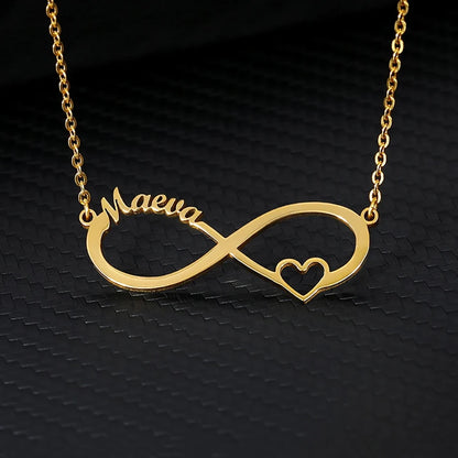 Custom Double Heart Two Names Infinity Necklaces For Women Stainless Steel Customized Necklace Pendant Personalized Jewelry Gift Badiee Stylez