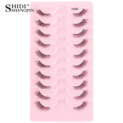 SHIDISHANGPIN 5/10Pairs False Lashes Cat Eye Eyelashes Eyelash Extension 3D Mink Half Lashes Natural Makeup faux Cils maquiagem 10 Pairs Y1025