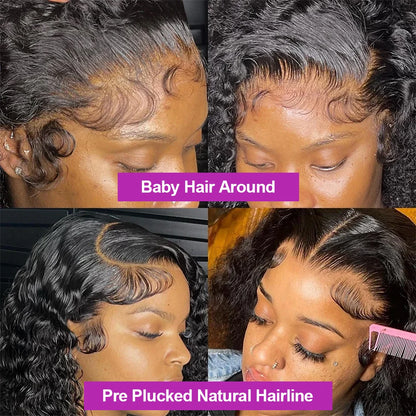 Short Bob Wig Human Hair 13x6 13x4 HD Lace Frontal Deep Wave Wig 7x5 Glueless Wig Curly Lace Front Wig PrePlucked For Women Pre