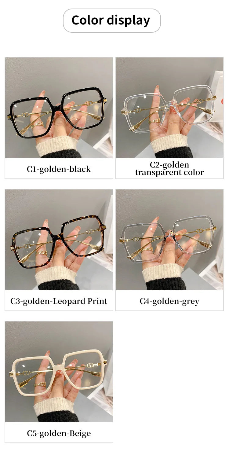 Fashion Oversized Square Eyewear Retro Womens Light Bloking Metal Frame Glasses Trend Optical Computer Eyeglasses Badiee Stylez