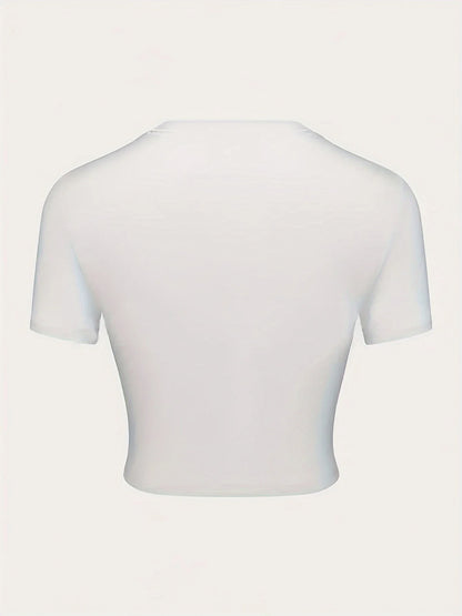 Cherry Print Crew Neck Crop T-shirt - Vibrant Y2K Inspired Short Sleeve Top for Spring and Summer Women's Fashion Clothing Badiee Stylez