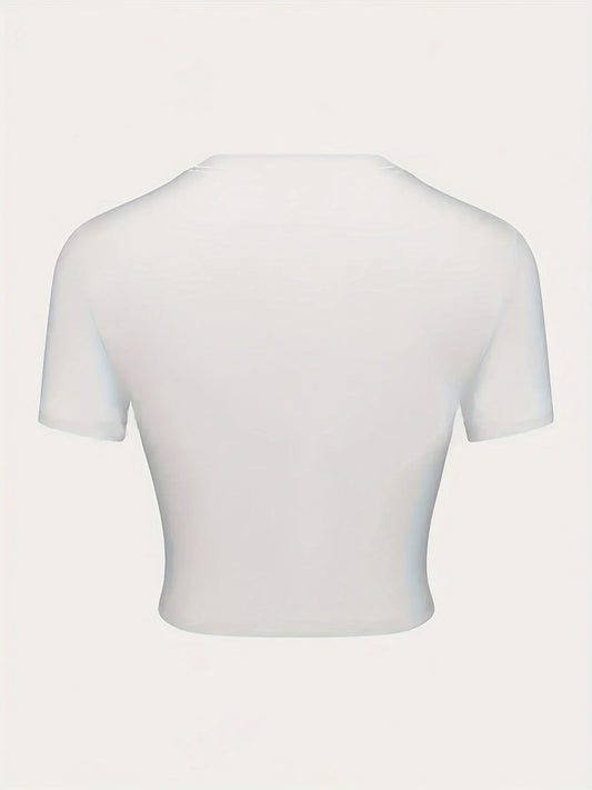 Cherry Print Crew Neck Crop T-shirt - Vibrant Y2K Inspired Short Sleeve Top for Spring and Summer Women's Fashion Clothing Badiee Stylez