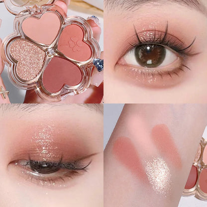 4Color Glitte Eyeshadow Palette Blush Eyeliner Eyeshadow Highlight Contour Palette Eyes Makeup Cute Beauty Cosmetics B-02