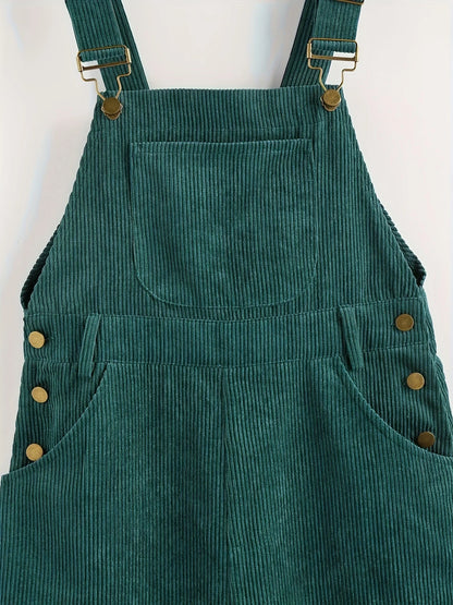 European and American fashion women's corduroy solid color casual long suspenders Badiee Stylez