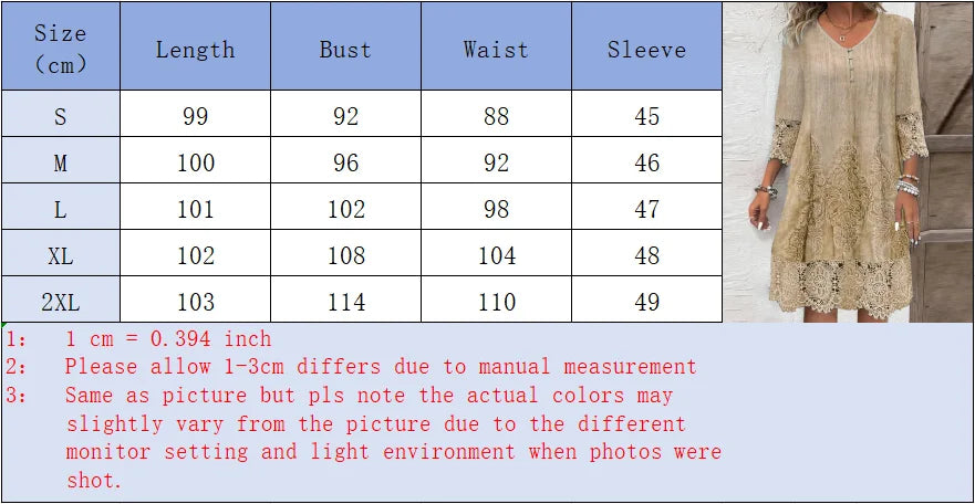 Lace Printed Short Sleeved Button V-neck Women's Dress Elegant Casual Fashionable High Street Spring Dresses Badiee Stylez