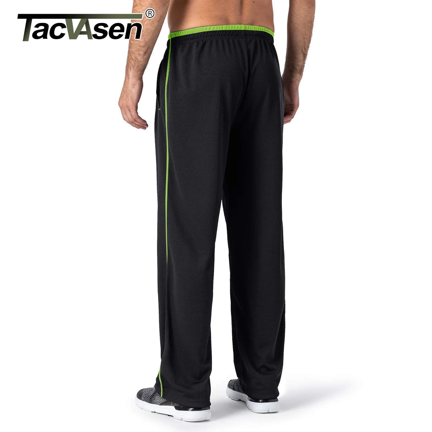 TACVASEN Breathable Mesh Sportswear Pants Men's Casual Trousers Elastic Waist Running Joggers Hiking Mountain Loose Fit Pants