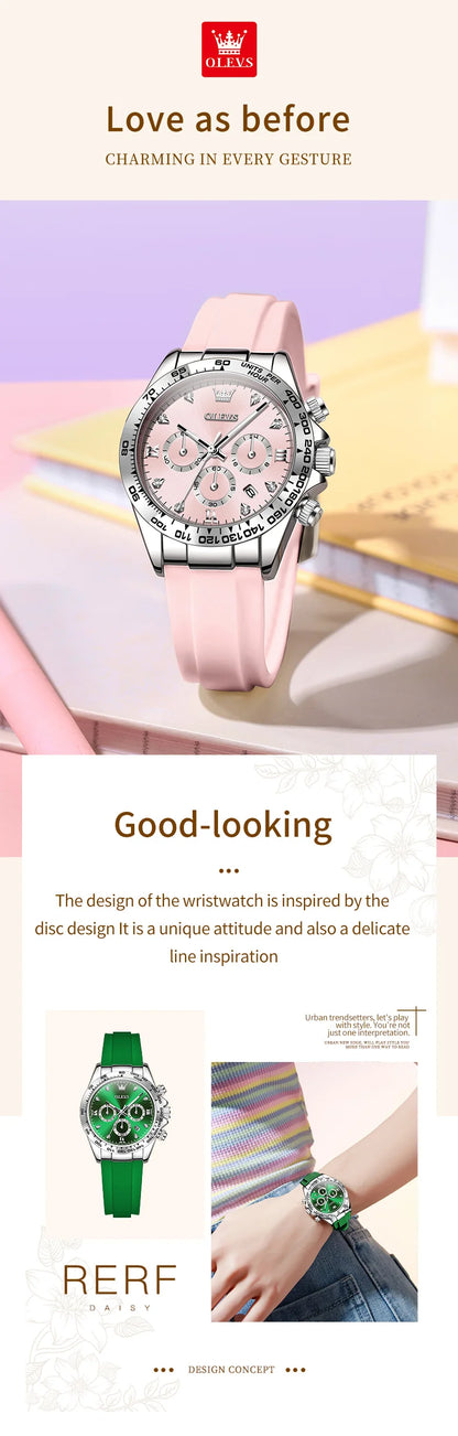 OLEVS 5618 Woman Watch Fashion Original Quartz Watch Waterproof Luminous Chronograph Date Sports Watches For Woman With Box