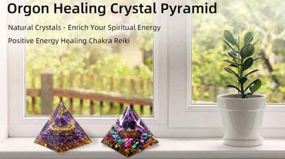 Natural Crystal Energy Generator Pyramid Peridot Amethyst Reiki Healing Chakra Resin Pyramid Egyptian Decor Room Decoration 1pc