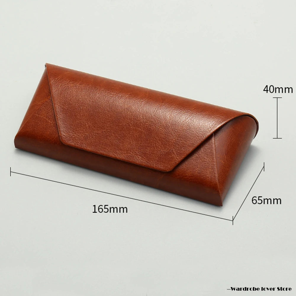 KLASSNUM Brown PU Leather Retro Sunglasses Box Men High Quality Art Anti-compression Myopia Glasses Storage Hard Case Holder