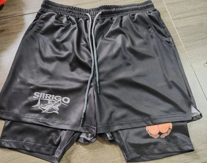 Men's Smiling Face Printed Fitness Shorts, Double-Layer 2-in-1 Quick Drying Fitness Outdoor Leisure Training Sports Shorts Badiee Stylez