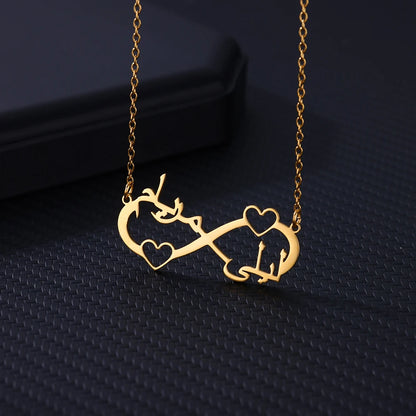 Custom Double Heart Two Names Infinity Necklaces For Women Stainless Steel Customized Necklace Pendant Personalized Jewelry Gift Badiee Stylez